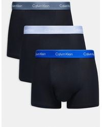 Calvin Klein - Pack De 3 Calzoncillos Negros Holgados Con Cinturillas De Color Azul Y Gris De Algodón Icon Cotton Stretch De - Lyst