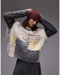 TOPSHOP - Pull oversize en maille épaisse effet patchwork - Lyst
