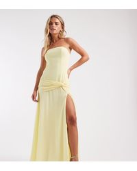 TFNC London - Bridesmaid Chiffon Bandeau Twist Detail Thigh Split Maxi Dress - Lyst