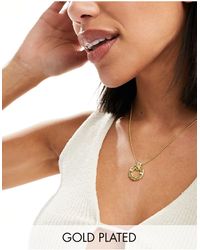 Orelia - Collar con colgante circular entrelazado con textura trenzada chapado en oro - Lyst