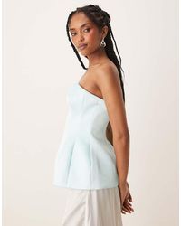 ASOS - Structured Satin Peplum Hem Bandeau Top - Lyst