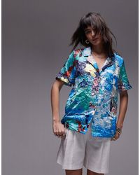 TOPSHOP - Oversize Resort Print Button-Up Shirt - Lyst