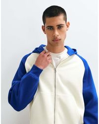 ASOS - Oversized Boxy Zip Through Hoodie With Contrast Raglan Sleeves - Lyst