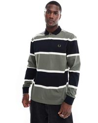 Fred Perry - Poloshirt Met Lange Mouwen En Brede En Zwarte Strepen - Lyst