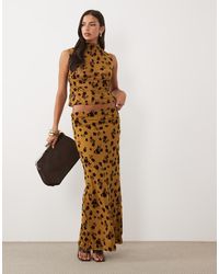 ASOS - Flocked Mesh Low Rise Co Ord Maxi Skirt - Lyst