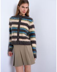 TOPSHOP - – gestrickte, flauschige strickjacke mit en streifen - Lyst