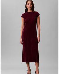 Calvin Klein - Plisse Midi Dress - Lyst