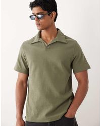 Mango - Cotton Rich Textured Knit Revere Neck T-shirt - Lyst