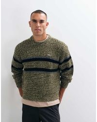 Obey - Alden Gestreepte Gebreide Trui Met Ronde Hals - Lyst
