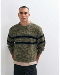 Obey - Jersey De Punto Con Cuello Redondo A Rayas Alden En - Lyst