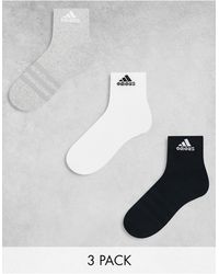 adidas Originals - Adidas - training - confezione da 3 paia di calzini alla caviglia neri, bianchi e grigi - Lyst
