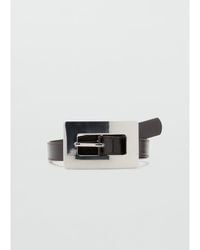Mango - Cinturón De Cuero Sintético Con Hebilla Plateada Rectangular Extragrande De - Lyst