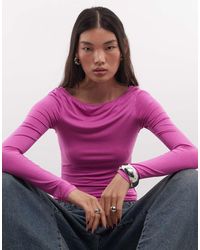 Monki - Boatneck Sheer Long Sleeve Top - Lyst