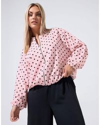 Yours Clothing - Polka Dot Bomber Jacket - Lyst