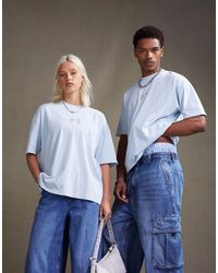 ASOS - Camiseta azul lavado unisex extragrande con estampado - Lyst