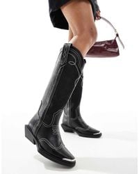 ASOS - Celeste Flat Western Knee Boots - Lyst
