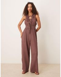 ASOS - Combinaison double épaisseur à buste froncé - chocolat - Lyst
