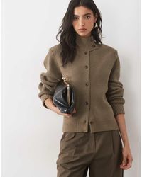 Pretty Lavish - Knitted Funnel Neck Button Down Jacket - Lyst