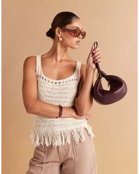 ASOS - Borsa Da Spalla E Pochette Intercambiabile Arrotondata Color Bordeaux - Lyst