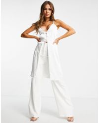 Club L London Coordinating Front Slit Cami Top Co Ord - White