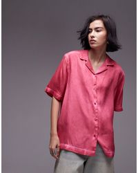 TOPSHOP - Short Sleeve Satin Co Ord Shirt - Lyst