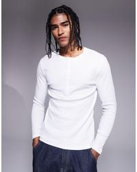 ASOS - Muscle Fit Long Sleeve T-Shirt With Henley Neck - Lyst