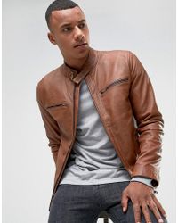 barney's originals real leather varsity jacket with panelling