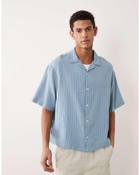 ASOS - Boxy Oversized Revere Textured Check Shirt - Lyst