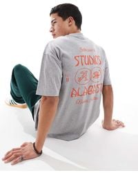 ASOS - Camiseta Gris Jaspeado Extragrande Con Estampado Gráfico De Texto En La Espalda De - Lyst