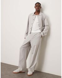 ASOS - Pantalones De Vestir Gris Claro De Pernera Ancha Con Cintura Elástica De Sirsaca De (Parte De Un Conjunto) - Lyst