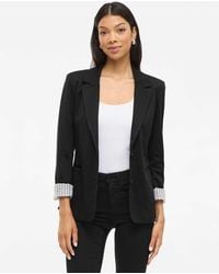 Vila - Saga Jersey Slim Fit 3/4 Sleeve Padded Blazer - Lyst