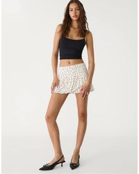 Stradivarius - Mini Rok Met Stippen En Pofzoom - Lyst