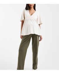 Mama.licious - Mamalicious Maternity Under The Bump Lightweight Summer Wide Leg Trousers - Lyst