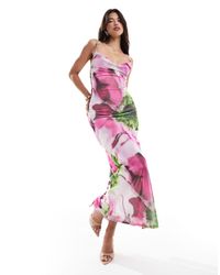 ASOS - Cowl Neck Maxi Dress With Cross Back Detail - Lyst