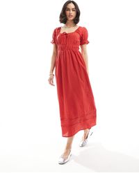 Wednesday's Girl - Scoop Neck Puff Sleeve Midaxi Dress - Lyst