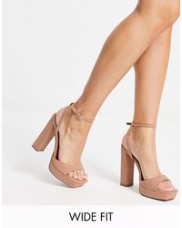 ASOS - Noun - sandales larges minimalistes à plateforme et talon carré - beige - Lyst