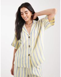 ASOS - – kurzärmliges hemd aus leinenmix mit streifen, kombiteil - Lyst