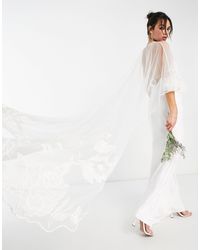 ASOS Asos Edition Applique Floral Wedding Cape - White