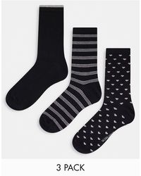 Women'secret 3 Pack Ankle Sock With Silver Metallic Detail - Black