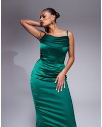 Taideux - Fuller Bust Carmen Satin Midaxi Boned Corset Dress - Lyst