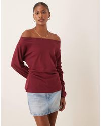 ASOS - Long Sleeve Off Shoulder Corset Waist Tee - Lyst