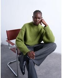 TOPSHOP - Knitted Wool Blend Fluffy Exposed Seam Easy Jumper - Lyst