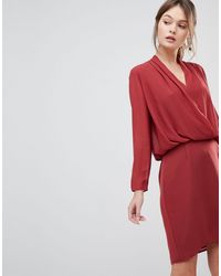 reiss renae satin wrap dress