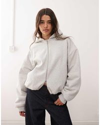 Weekday - Sudadera Gris Jaspeado Extragrande Con Capucha Y Forro De Borreguito De - Lyst