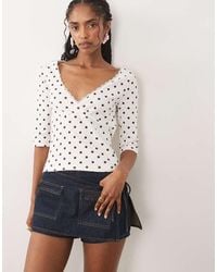 Miss Selfridge - Three Quarter Length Sleeve Wrap Top - Lyst