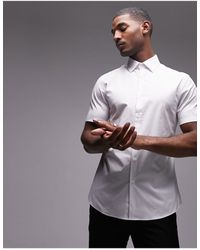 TOPMAN - Short Sleeve Formal Slim Stretch Fit Shirt - Lyst