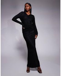 DASKA - Lace Cowl Neck Ruched Detail Maxi Dress - Lyst