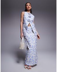 ASOS - Co-ord Jacquard Tailored Maxi Skirt With Split Back - Lyst