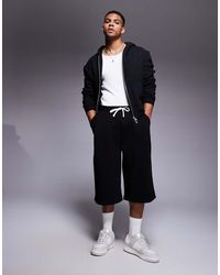 ASOS - Pantalones Cortos Negros De Corte Alargado Extragrande De - Lyst