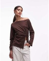 ASOS - Off Shoulder Knot Detail Long Sleeve Top - Lyst